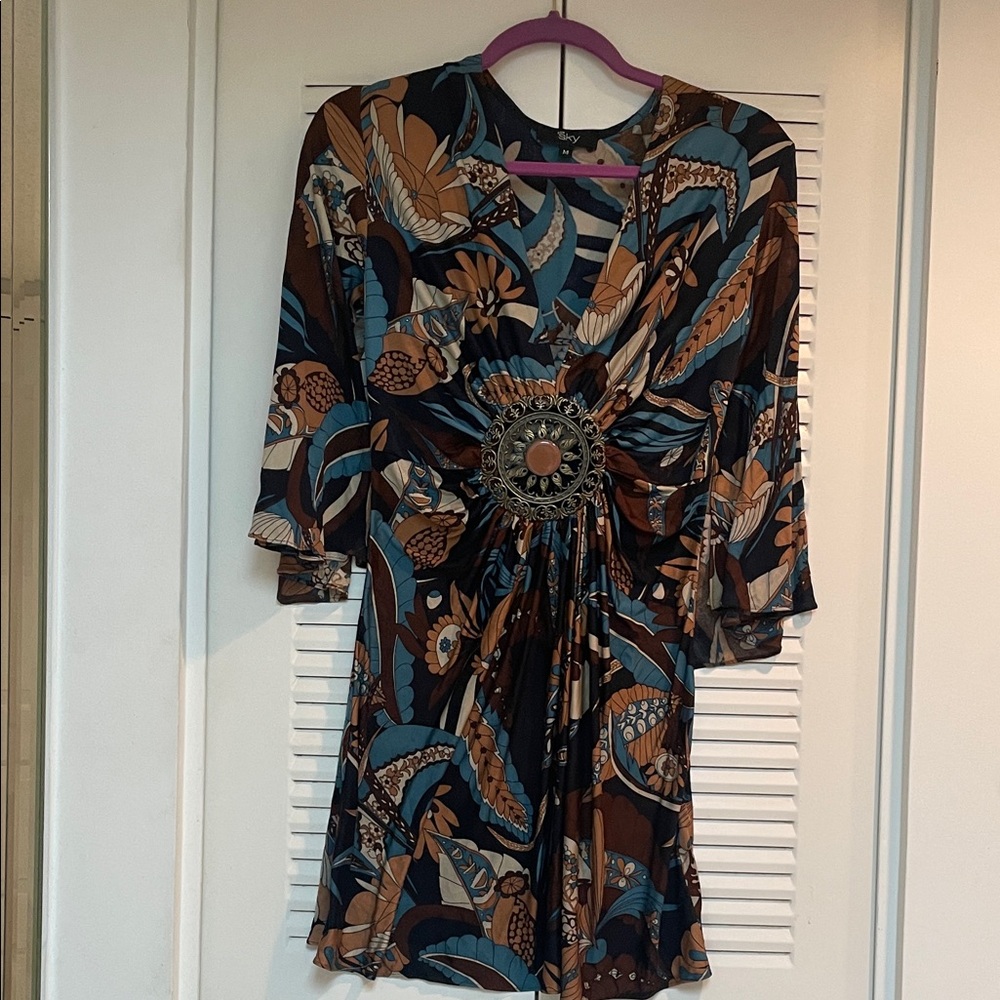 Sky Multicolor Long Sleeve Dress